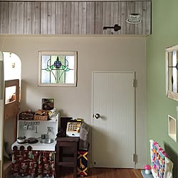 部屋全体/アンティークステンドグラス/おままごとキッチンDIY /子供部屋/100均...などのインテリア実例 - 2015-02-24 17:00:51