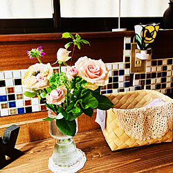 玄関/入り口/スリーコインズの花瓶/薔薇/花のある暮らしのインテリア実例 - 2024-04-27 20:51:34