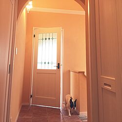 玄関/入り口/リフォーム完成/白い家具/オレンジ系/ウッドワンのドア...などのインテリア実例 - 2016-04-17 10:26:27