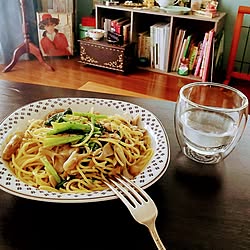 机/とある日のお昼ごはん/またパスタ笑/ノリタケのちょっと古い食器/ワクワクします。...などのインテリア実例 - 2023-03-28 23:57:14