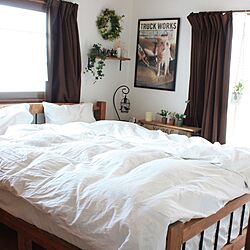 ベッド周り/白が好き♡/木とアイアンのベッド/マットレスはフランスベッド/ベッドはDIY...などのインテリア実例 - 2017-06-19 10:02:03