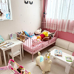 ベッド周り/ピンクの壁紙/娘部屋/寝室/IKEA...などのインテリア実例 - 2023-08-02 08:24:33