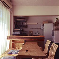 キッチン/無垢板のダイニングテーブル/お気に入りの冷蔵庫/Panasonic/IKEAの椅子...などのインテリア実例 - 2017-03-05 16:51:28