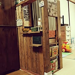 部屋全体/台風接近中…/作成途中！/ワトコオイルダークウォルナット/2×4材...などのインテリア実例 - 2015-07-16 16:21:25