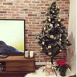 部屋全体/クリスマスツリー150cm/クリスマスツリー/クリスマス/ポインセチア...などのインテリア実例 - 2016-11-21 22:02:52