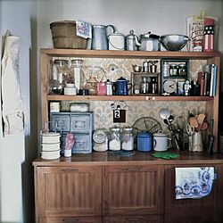 キッチン/食器棚/DIY/ホーロー/vintage wallpaper...などのインテリア実例 - 2015-01-03 16:54:53