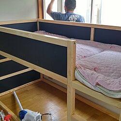 ベッド周り/IKEA/黒板塗料/男前風/KURAのインテリア実例 - 2016-05-29 19:27:17