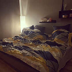 寝室/青と黄色/IKEA照明/夜を楽しむインテリア/照明...などのインテリア実例 - 2021-12-19 21:31:42