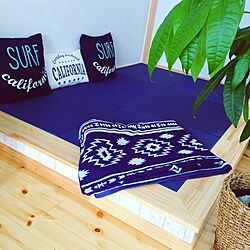 ベッド周り/ニトリのクッションカバー/藍色/市松模様の畳/畳スペース...などのインテリア実例 - 2016-05-26 14:34:57