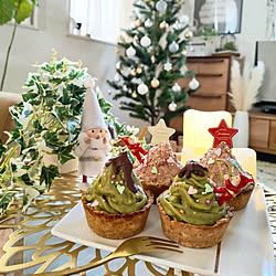 机/冬の食卓/クリスマスケーキ/モンブラン/タルト...などのインテリア実例 - 2021-12-26 08:10:04