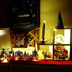 クリスマスディスプレイ/ダイソー/セリア/LEDライト/棚のインテリア実例 - 2016-11-26 01:45:07