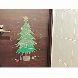 バス/トイレ/ウォールステッカー/クリスマスツリー/トイレのドア/Daisoのインテリア実例 - 2016-12-14 13:39:15