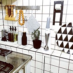 キッチン/IKEA/タイル張りDIY /DIY/白黒...などのインテリア実例 - 2015-06-22 16:35:48