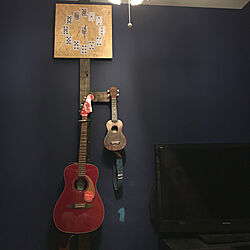OSB合板/時計DIY/ウクレレのある暮らし/ギター壁掛け/ウクレレ 壁掛け...などのインテリア実例 - 2019-05-05 00:34:44