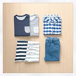 ベッド周り/デニム/ギンガムチェック/ボーダー/UNIQLO...などのインテリア実例 - 2017-03-02 23:28:31