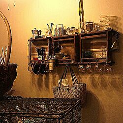 キッチン/古い蒸し器を棚として使用/グレーな壁紙/ﾚﾄﾛのインテリア実例 - 2014-02-24 21:44:37