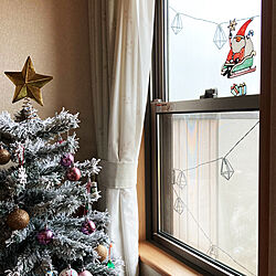 サンタクロース　ダイソー/クリスマスツリー120cm/ニトリ/ソーラーライト/小窓...などのインテリア実例 - 2020-12-03 12:02:00