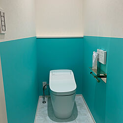 ティファニーブルーの壁紙/ティファニーブルー/アラウーノ/Panasonic/2階トイレのインテリア実例 - 2021-06-24 00:29:46