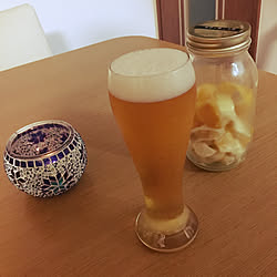 実は飲みながら次男のマスク袋をチクチク/夏はビール！/Salut!の雑貨/夜のリラックスタイム/キャンドルのある暮らし...などのインテリア実例 - 2020-07-01 16:31:21