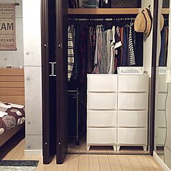 ベッド周り/ニトリのベッド/クローゼット/IKEAの鏡/くらしのeショップのインテリア実例 - 2017-03-23 19:39:18