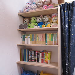 子ども部屋棚/子ども部屋収納/壁面棚DIY/棚DIY/棚板壁面...などのインテリア実例 - 2024-02-01 17:04:27