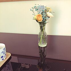 机/ニトリの花瓶/花を飾る/ダイニングテーブル/建売住宅のインテリア実例 - 2017-02-03 11:12:08