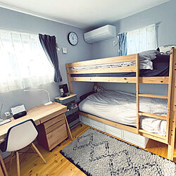女の子部屋/ベッド周り/二段ベッド/IKEAワゴン/グレーの壁...などのインテリア実例 - 2023-01-03 12:56:36