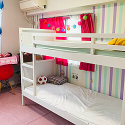 子供部屋/マスキングテープ　壁/IKEA/ホワイトインテリア/ベッド周りのインテリア実例 - 2023-06-29 06:05:14