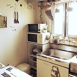 キッチン/狭いスペースを生かしたい/IKEA/カフェ風/フェイクグリーン...などのインテリア実例 - 2017-03-16 22:06:06