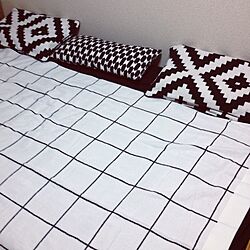 ベッド周り/IKEA/sisdesign MONOTONE/グラフチェック/ダブルベッドのインテリア実例 - 2014-06-04 00:24:59