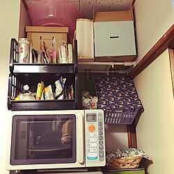 キッチン/狭いスペースを生かしたい/一人暮らし/つっぱり棒収納のインテリア実例 - 2017-03-01 02:41:53