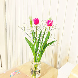 春/チューリップ/お花/かすみ草/お花のある暮らし...などのインテリア実例 - 2021-03-04 23:05:34