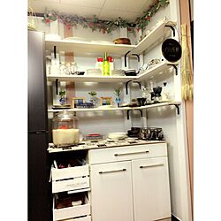 キッチン/見せる収納/食器棚DIY/フェイクグリーンのインテリア実例 - 2016-09-19 21:22:06