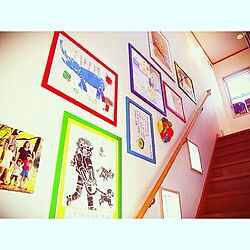 壁/天井/アート/子供達の作品/階段ギャラリー/IKEA...などのインテリア実例 - 2013-11-07 00:21:16