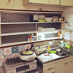 キッチン/LED手元灯/SPF材/棚DIY/棚塗装のインテリア実例 - 2016-01-08 23:52:46