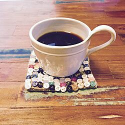 コーヒーカップ/ボタンコースター/マグカップ/お気に入り/キッチンのインテリア実例 - 2016-11-20 09:11:28