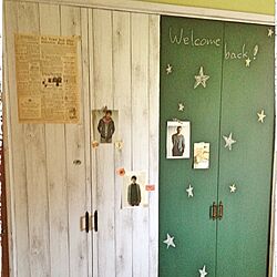 玄関/入り口/ドアや靴箱の扉にも壁紙貼りました。のインテリア実例 - 2013-09-08 12:01:58