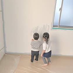 ベッド周り/子どもと暮らす/アクセントクロス/ペンキ塗り/DIY...などのインテリア実例 - 2016-11-07 00:35:22