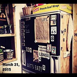 キッチン/リメ缶/木目調シール/窓枠DIY/冷蔵庫...などのインテリア実例 - 2015-03-31 19:22:52