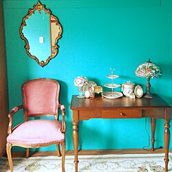 部屋全体/海の部屋/ターコイズブルーの壁/ピンクの椅子のインテリア実例 - 2017-07-15 07:18:10