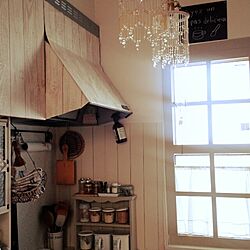 キッチン/板壁ベニヤ板/窓枠 DIY/ビーズランプのインテリア実例 - 2014-03-11 10:31:11