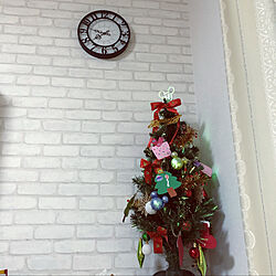 レンガ/壁紙/クリスマスツリー/リビングのインテリア実例 - 2020-12-24 19:48:10