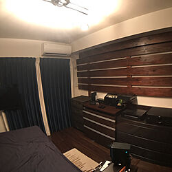 ベッド周り/寝室の壁/2×4材と杉ベニヤ/DIYのインテリア実例 - 2017-08-16 20:14:30