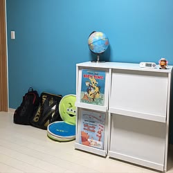 棚/子供部屋男の子/子供部屋/山善スチールラックモニター応募/ブルーの壁紙...などのインテリア実例 - 2017-04-08 21:17:04