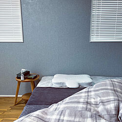 ベッド周り/木製ブラインド/枕/アクセントクロス/寝具...などのインテリア実例 - 2023-10-08 10:23:22