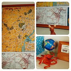 地球儀/地図/シュライヒ/東京都の地図/水族館で買ったタコの人形...などのインテリア実例 - 2014-03-09 19:56:51