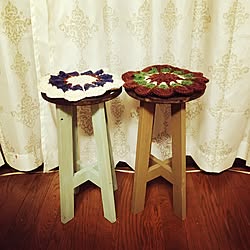 部屋全体/花モチーフ/ハンドメイド/DIY/丸イス...などのインテリア実例 - 2015-12-05 18:20:00