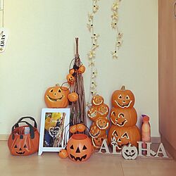 玄関/入り口/かぼちゃバック/かぼちゃ/100均/看板...などのインテリア実例 - 2016-10-31 08:39:20