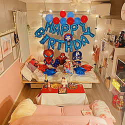 スパイダーマン/バースデーパーティー/誕生日飾り付け/夜を楽しむインテリア/女子部屋...などのインテリア実例 - 2021-12-06 19:27:57