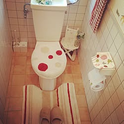 バス/トイレ/壁紙屋本舗さん❤︎/賃貸でも楽しく♪/テラコッタ風フロアシート/トイレでごめんなさい...などのインテリア実例 - 2014-11-22 13:44:48